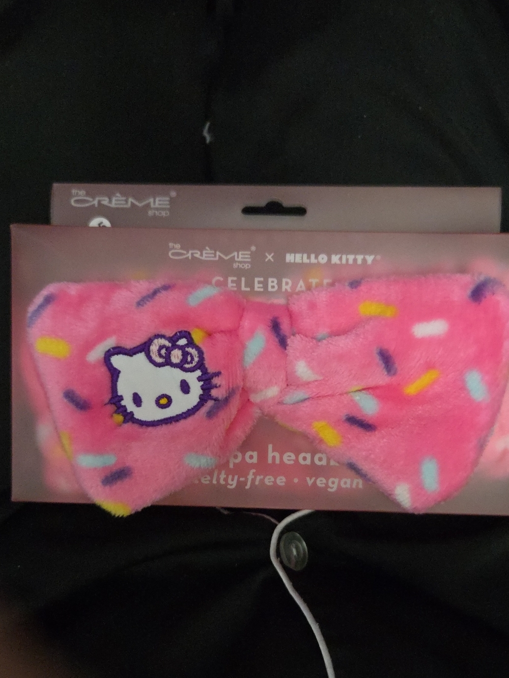 Hello Kitty Pink Plush Spa Headband with Sprinkle Print NWOT